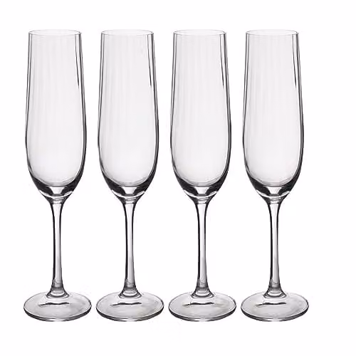 Mikasa Treviso Geometric Crystal Champagne Flute Glasses, Set of 4, 190ml, Transparent – 1
