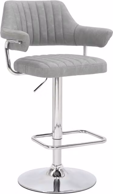 Shankar Pair of Cortez Grey Synthetic Leather Effect Bar Stools with 360 Degree Swivel and Metal Base