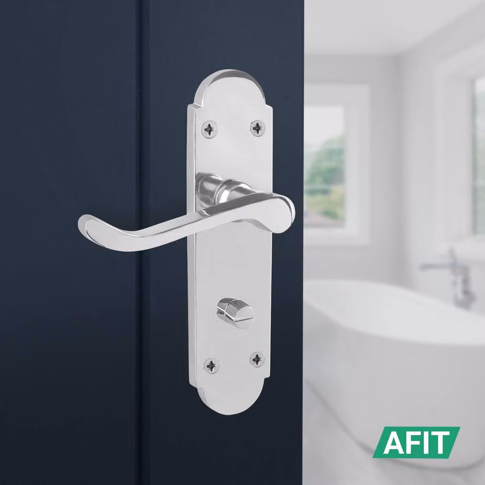 AFIT Polished Chrome Bathroom Door Handles, 1 Pair in Silver, W/D/H: 15.0 x 15.0 x 15.0 cm – 2