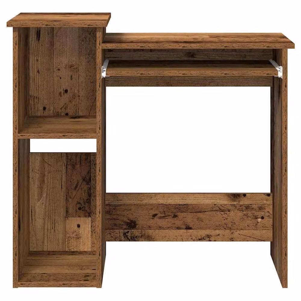 Berkfield Home Computer Desk with Shelves in Brown Old Wood, W/D/H: 84 x 40 x 78 cm – 4