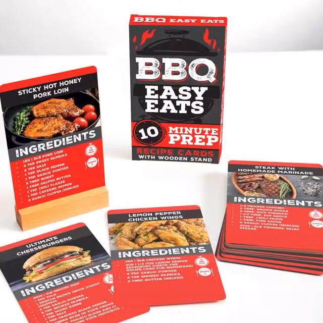 Boxer Gifts BBQ Eats Recipe Cards in Black