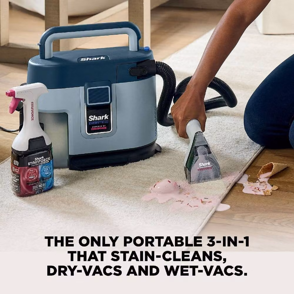 Shark EveryMess Portable 3 in 1 Stain Eliminator Wet and Dry Vac VX110UK, Blue – 3