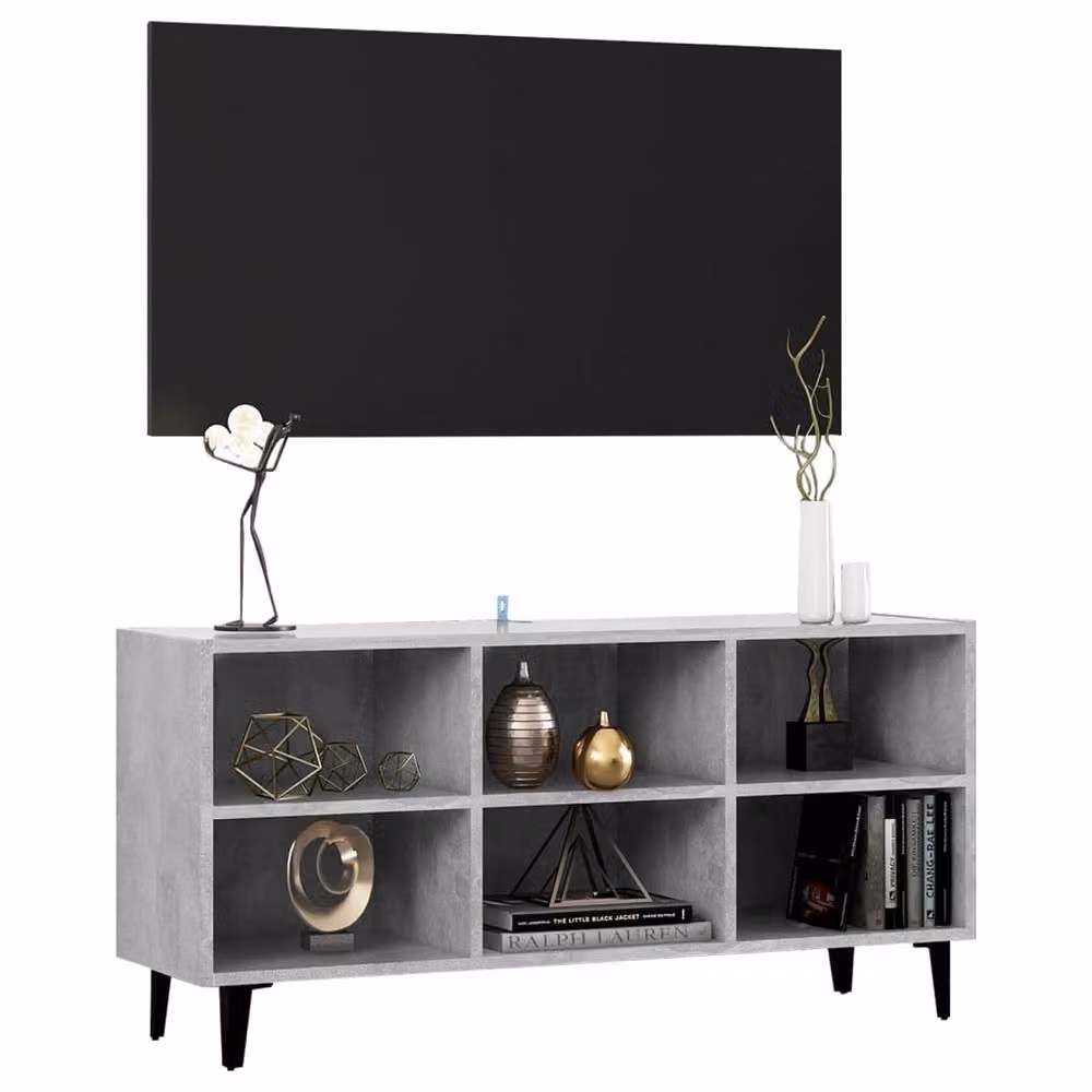 Berkfield Home Industrial TV Cabinet with Metal Legs in Concrete Grey, W: 103.5 cm, D: 50 cm, H: 50 cm – 3