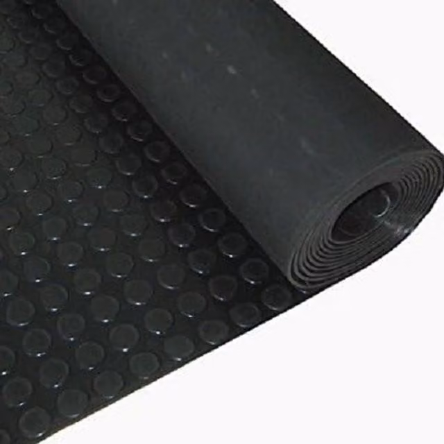Ark Mat Black Natural Rubber Heavy Duty Coin Pattern Flooring 4m