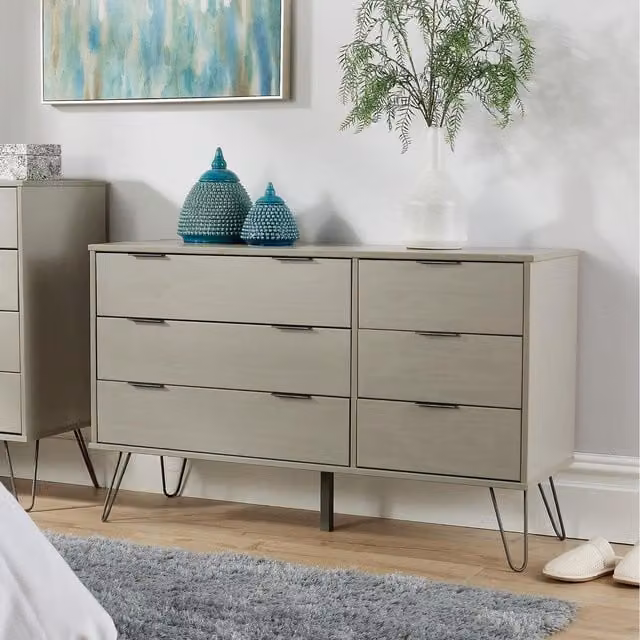 Home Source Acadia 6 Drawer Chest in Grey Wash