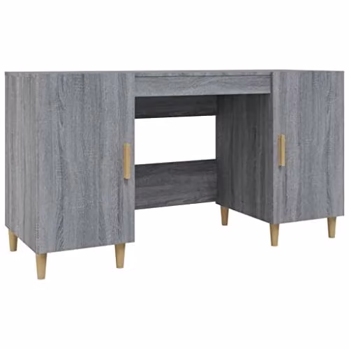 vidaXL Computer Desk in Grey Sonoma, W/D/H: 140 x 50 x 75 cm
