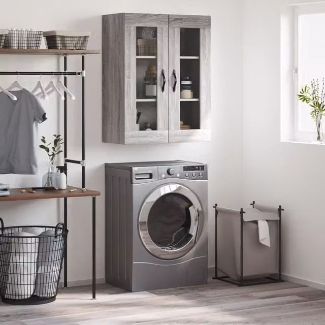 Berkfield Home Wall Mounted Cabinet in Grey Sonoma, W: 69.5 cm, D: 34 cm, H: 90 cm – 1