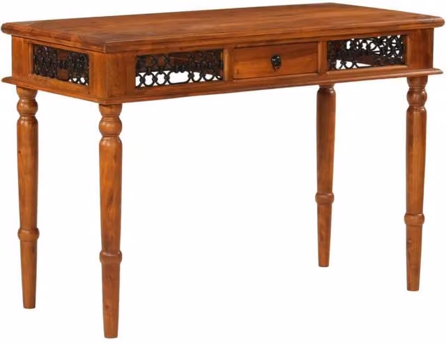 Berkfield Home Acacia Wood Writing Desk with Drawer, Brown, W/D/H: 110 x 50 x 76 cm – 1