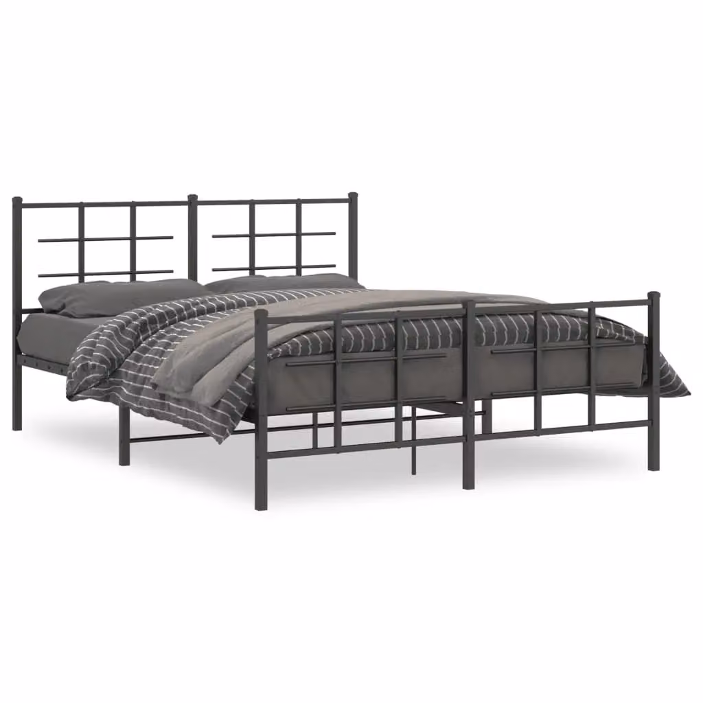 Berkfield Home Metal Bed Frame with Footboard, Black, W/D/H: 150 x 200 cm – 2