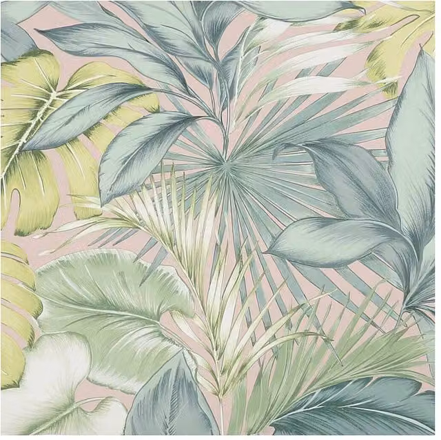 Fresco Tropicana Green Botanical Floral Matt Wallpaper, W: 52 cm, H: 1000 cm