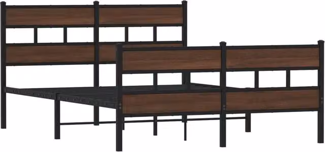 Berkfield Home Elegant Bed Frame with Headboard and Footboard in Brown, W/D/H: 140 x 200 x 91.5 cm