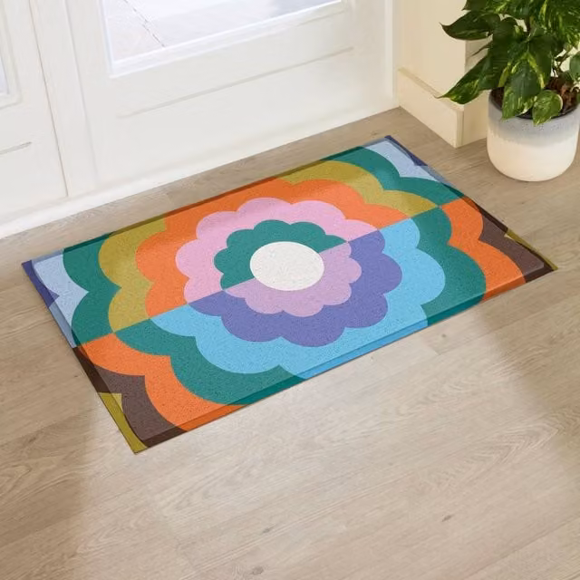 Artsy Mats Elizabeth Olwen Petal Close Up Indoor/Outdoor Doormat, Multicolour, W: 90 cm, D: 60 cm