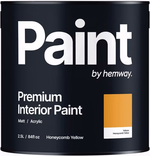 Hemway Matt Acrylic Interior Paint in Honeycomb Yellow, 2.5L