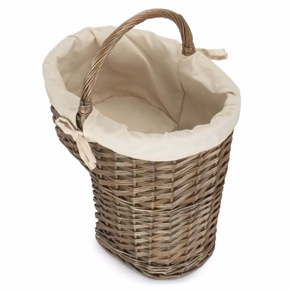 Red Hamper Antique Wash Stair Basket in Natural with Cotton Lining – 2