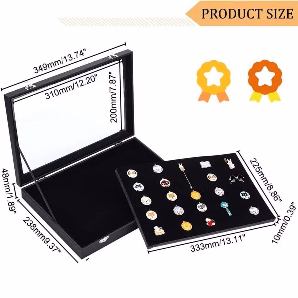 FLAVORA Black Medal and Badge Storage Display Case with Acrylic Inserts – 2