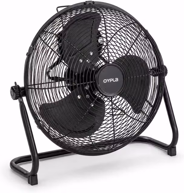 Oypla 3 Speed Floor Standing Metal Fan, Black, 30.48 x 30.48 cm