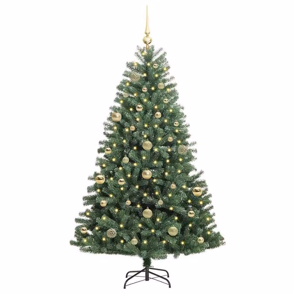Berkfield Home Green Artificial Hinged Christmas Tree, Height: 150 cm – 3