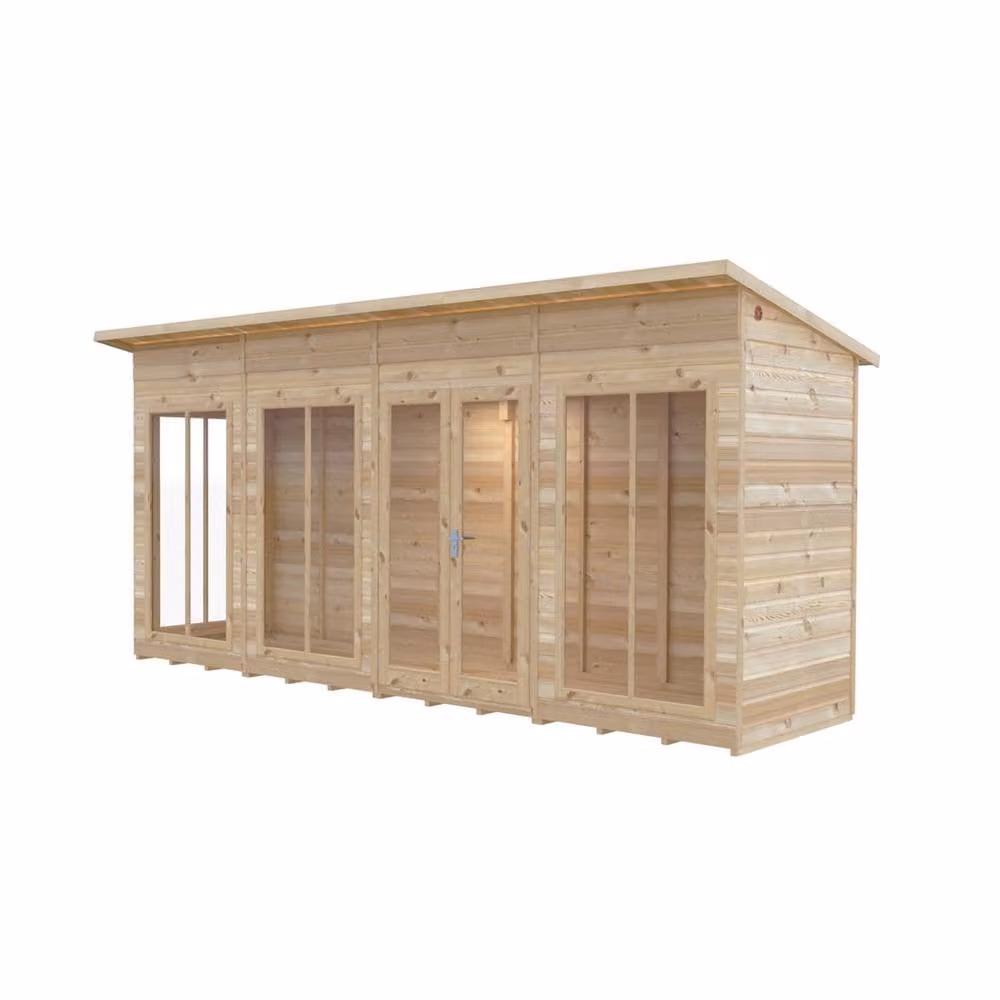 Shires Lela 16x4 Wood Summerhouse in Light Brown, W476 x D125.8 x H229.9 cm – 2
