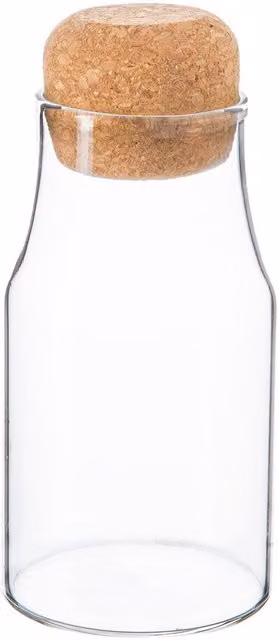 Argon Tableware Clear Glass Storage Bottle with Cork Lid, 0.18 l