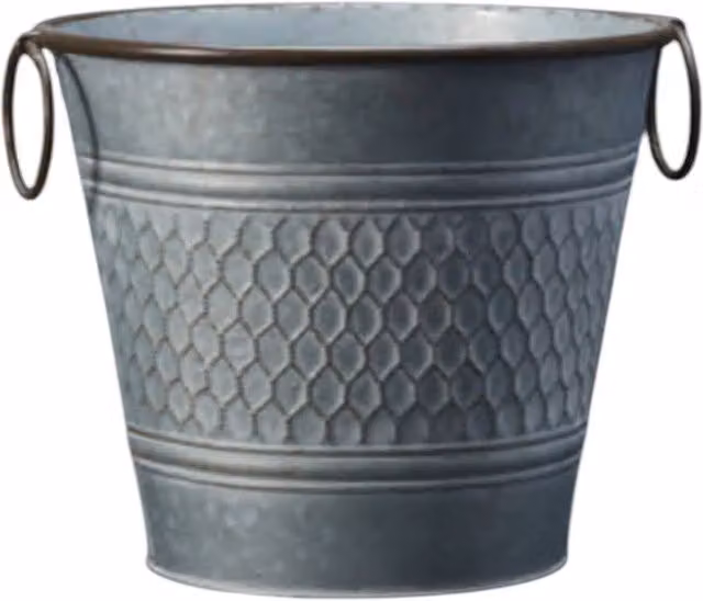 Four Candle Large Round Zinc Honeycomb Planter in Grey, W: 28 cm, D: 24 cm, H: 4 cm – 1