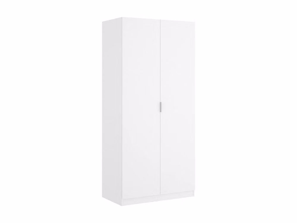 Vente-unique LISTOWEL 2-Door White Wardrobe W: 81 cm, H: 184 cm, D: 52 cm – 2