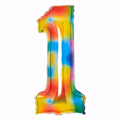 AMS Large Number 1 Bright Rainbow Multicolour Hanging Decoration for Birthdays and Anniversaries – 1