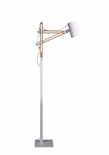 Mantra Scandinavian Floor Lamp in White and Wood, Height: 150 cm