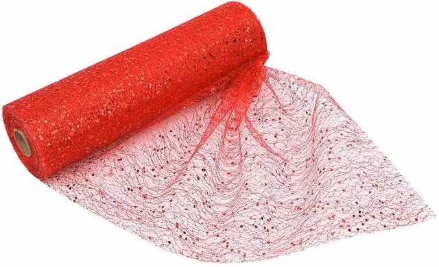 Neel Blue Sequin Tulle Fabric Roll, Width: 29 cm, Length: 25 m
