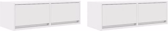 Berkfield Home Set of 2 Modern White MDF TV Cabinets, W/D/H: 80 x 31 x 25.5 cm