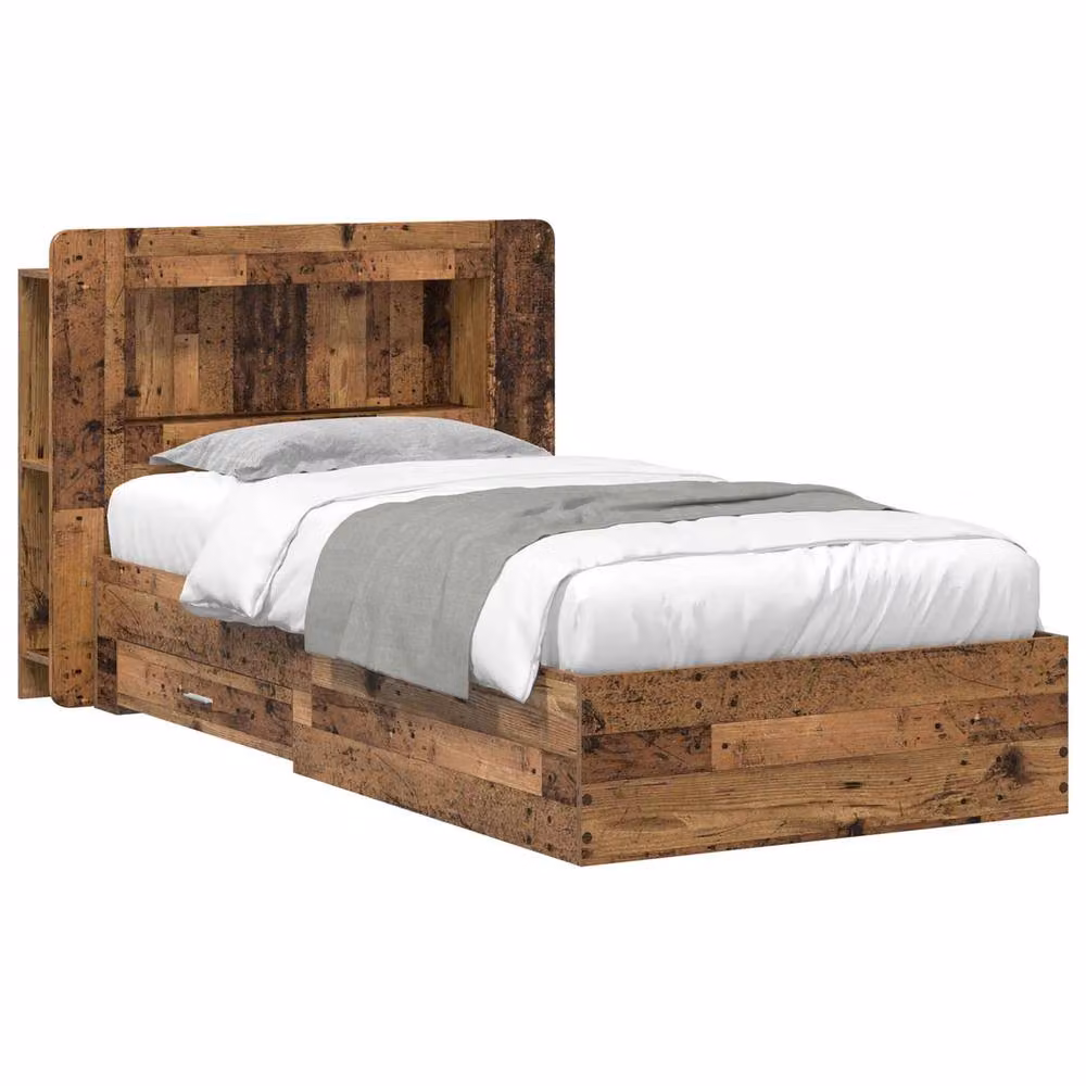 Berkfield Home Modern Bed Frame with Storage Drawers in Old Wood Brown, W: 80 cm, L: 200 cm – 2