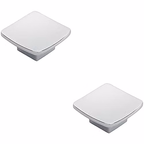 Loops 2 Pack Square Curved Polished Chrome Cupboard Door Knobs, 45 x 45 mm
