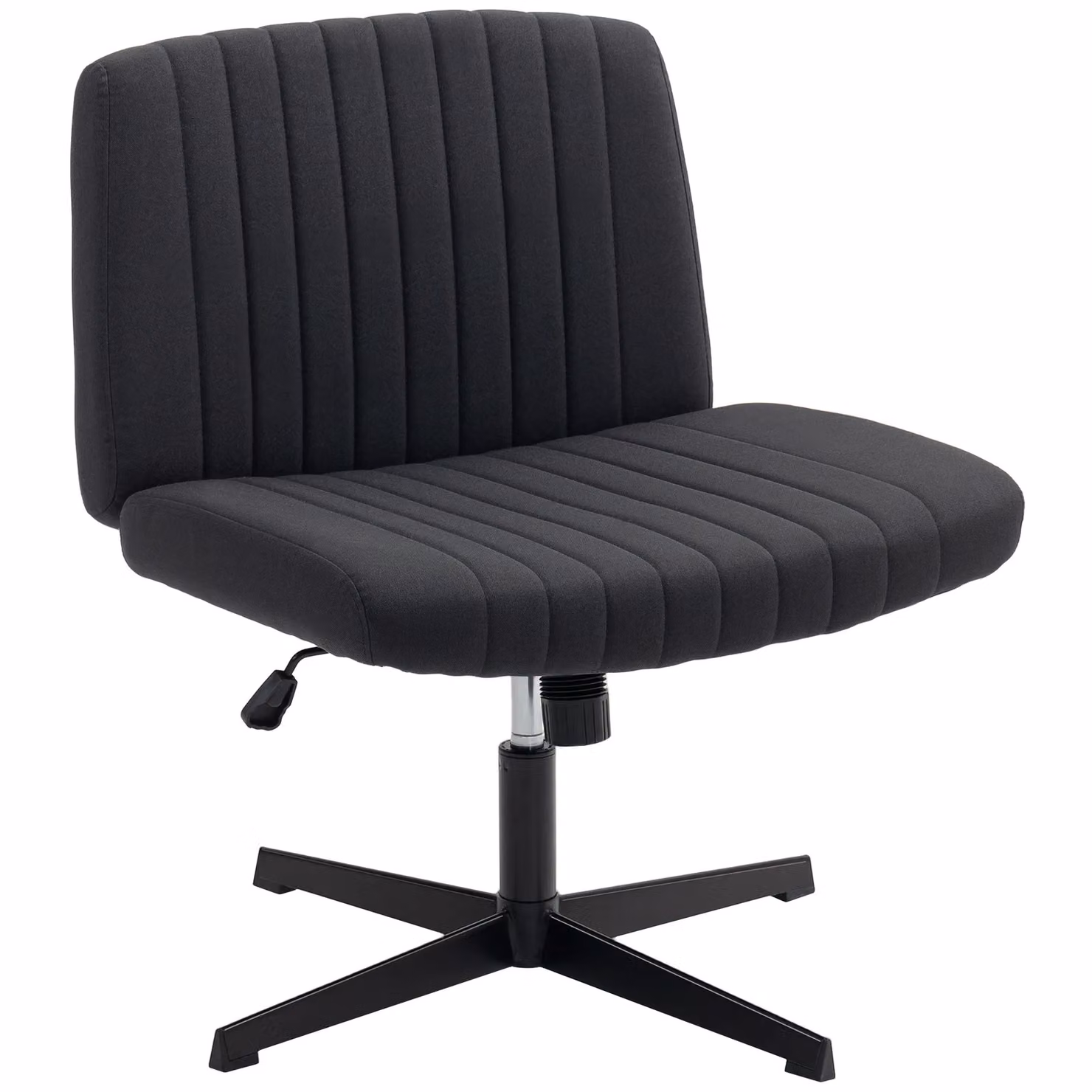 HOMCOM Black Fabric Armless Task Chair with 360 Degree Swivel and Weight Adjustment for Home Office or Bedroom, W/D/H: 45.0 x 64.0 x 83.0 cm – 2