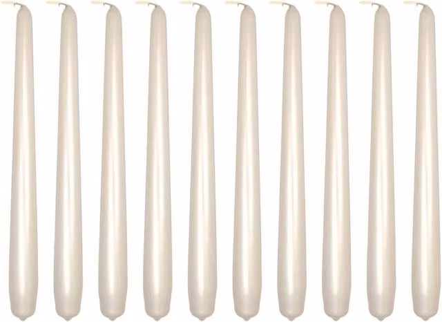 SolaDirect Unscented Tapered Dinner Candles, Pack of 10, 24 cm, Beige and Silver Pearl Metallic Finish