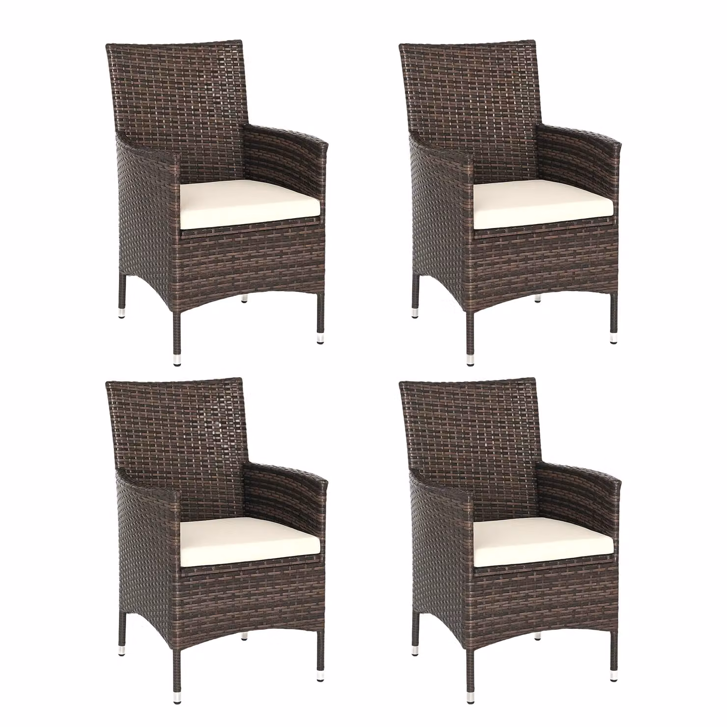 OUTSUNNY 4-Piece Dark Brown Rattan Wicker Armchair Dining Chair Set for Garden – 2