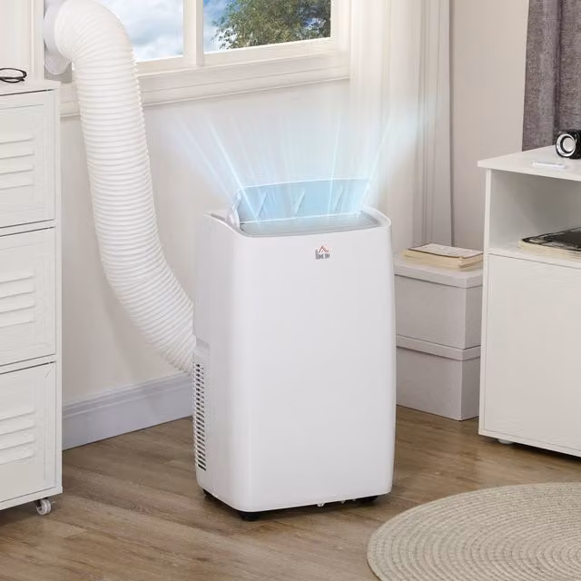HOMCOM 12,000 BTU Portable Monobloc Air Conditioner and Dehumidifier with Remote Control and Timer, White