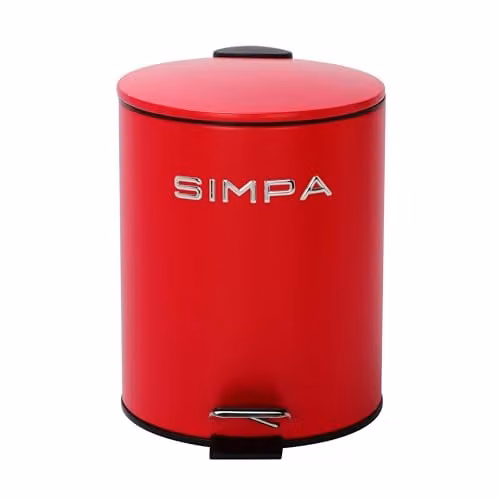Simpa 5L Slim Soft-Closing Pedal Dustbin in Red