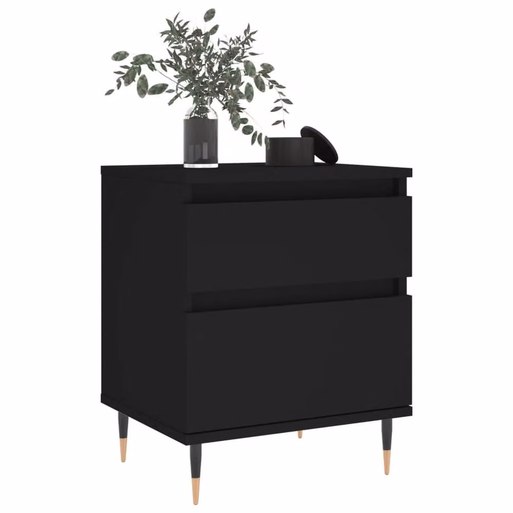 Berkfield Home Modern Bedside Cabinet in Black, W/D/H: 40 x 35 x 50 cm – 4