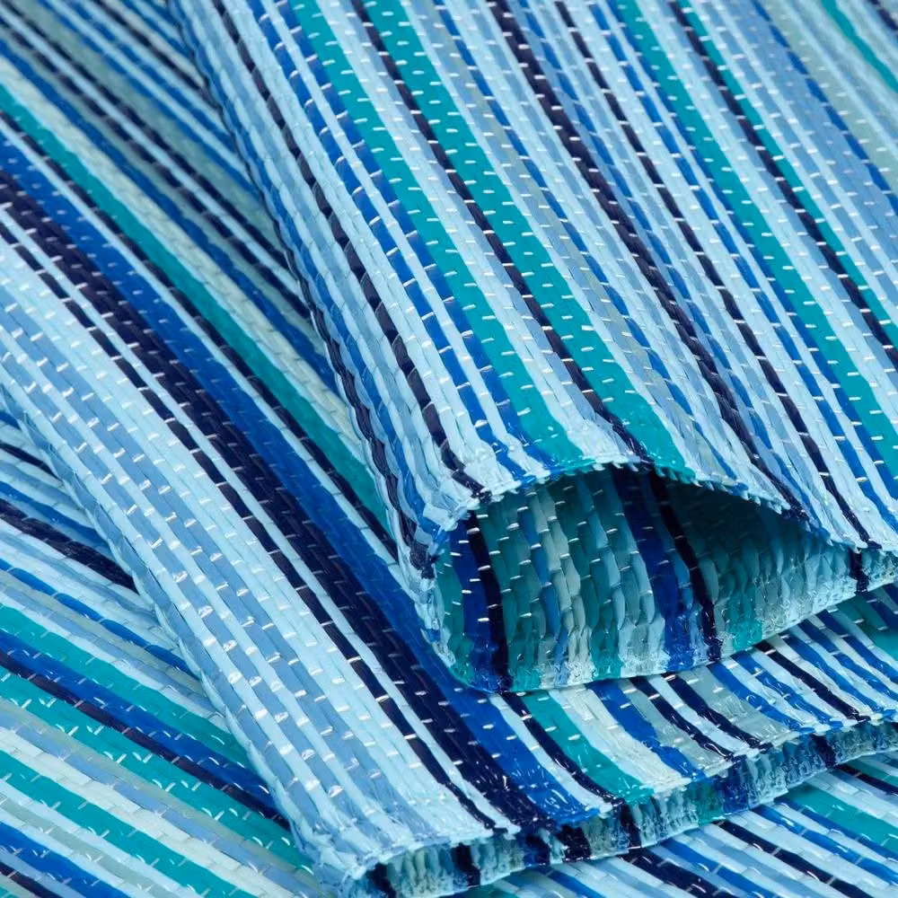 THE RUGS Reversible Weatherproof Outdoor Striped Rainbow Rug in Blue and Grey, W/D/H: 120 x 160 cm – 3