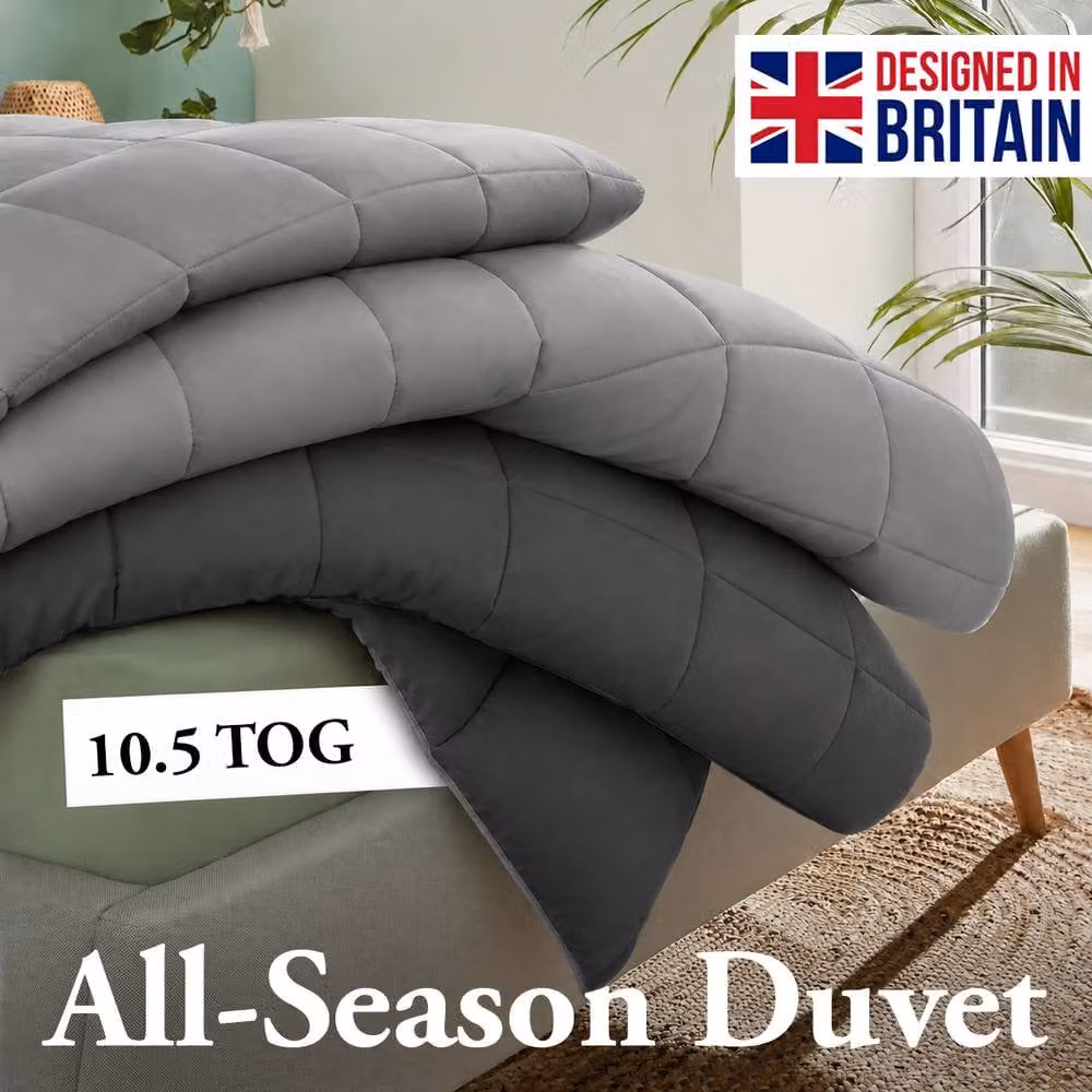 Grace Premium Grey Hollow Fibre All Season Duvet, 10.5 Tog, Single – 7