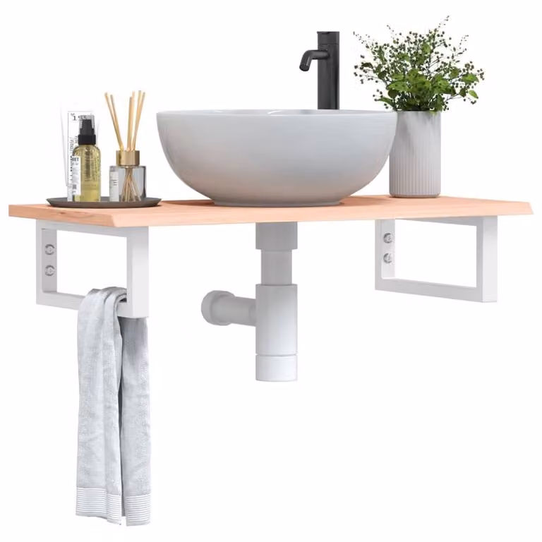 Berkfield Home Wall Mounted Basin Shelf in Brown Oak and Steel