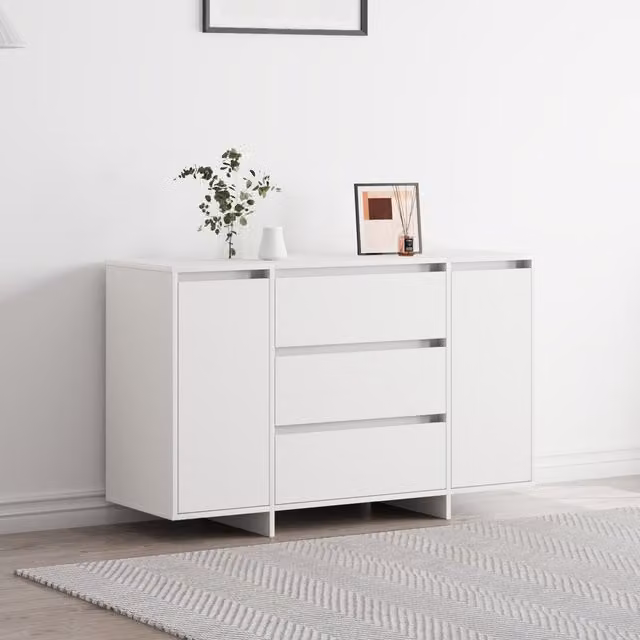 Berkfield Home Modern White Sideboard in Matt Engineered Wood W/D/H: 120 x 41 x 75 cm