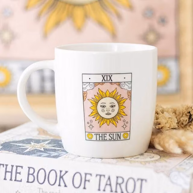 Uniqueful The Sun Vintage Tarot Ceramic Mug in White, 350ml