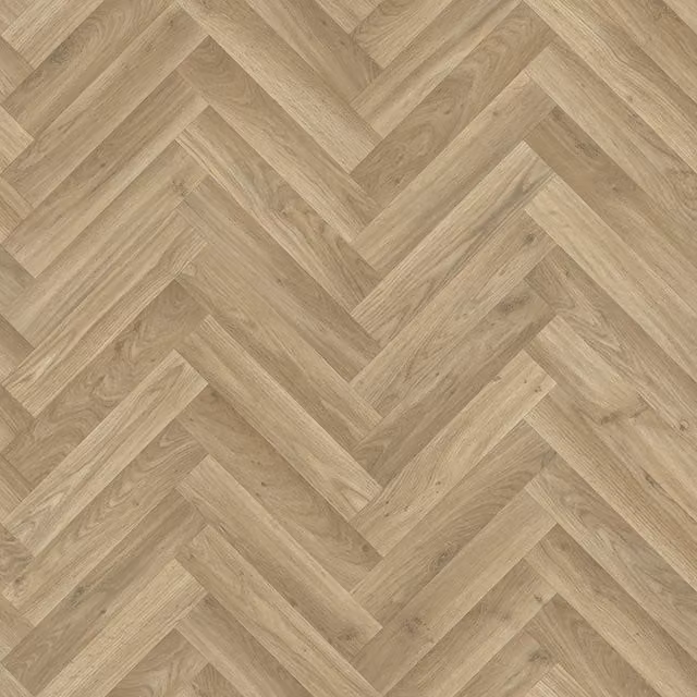 Komscape Wood Look Herringbone Vinyl Sheet Flooring in Brown and Red, 32m2