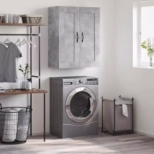 vidaXL Wall Mounted Cabinet in Grey and Black with Hinged Doors, W/D/H: 69.5 x 34 x 90 cm – 2