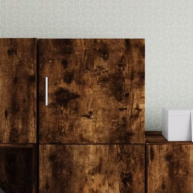 Berkfield Home Wall Cabinet in Smoked Oak Brown, W/D/H: 40 x 40 x 42.5 cm