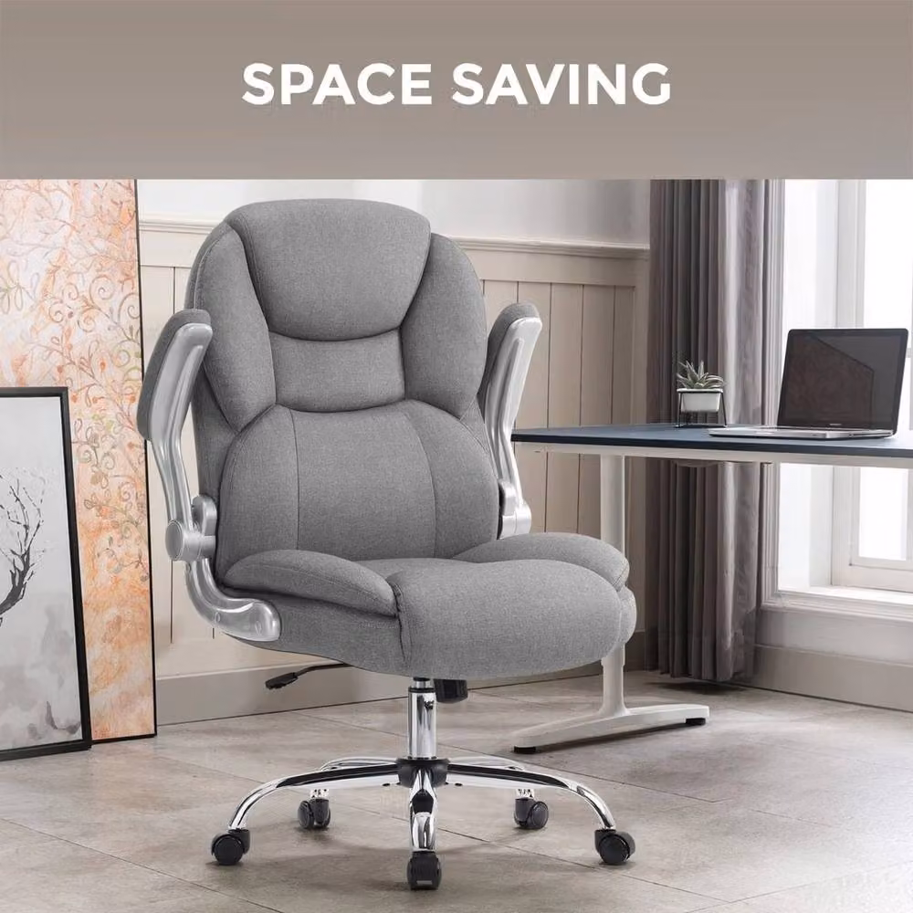 KORVIXA Grey Executive Office Chair with Headrest and Adjustable Armrests – 3