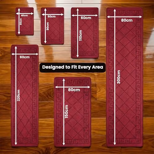 Smart Living Red Non-Slip Heavy Duty Hallway Runner Rug, Machine Washable, W: 60 cm, L: 220 cm – 5