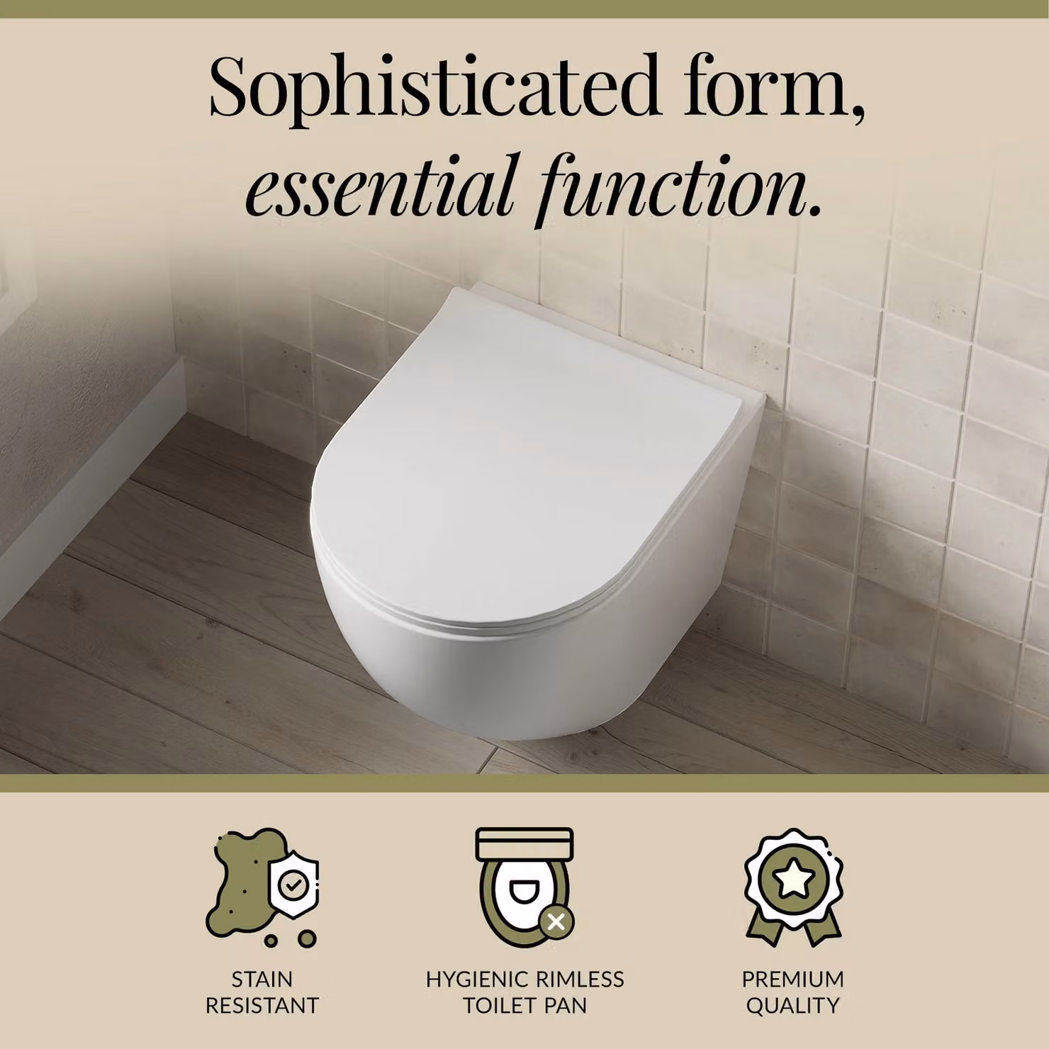 Balterley White Rimless Wall Hung Ceramic Toilet Pan with Soft Close Sandwich Seat, W/D/H: 36.0 x 36.0 x 48.2 cm – 2