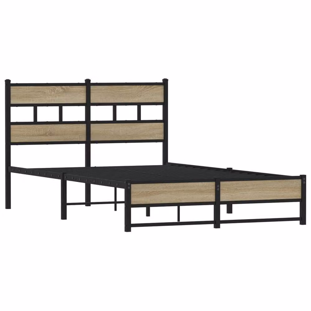 Berkfield Home Metal Bed Frame in Sonoma Oak and Black, Small Double, W/D/H: 120 x 190 cm – 3