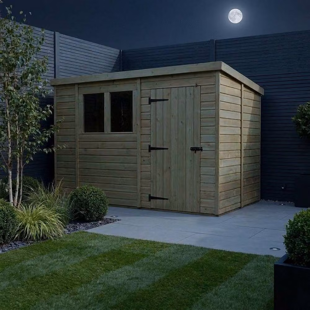 Buttercup Farm Brown Timber Pent Garden Shed with Single Door and Windows – 3